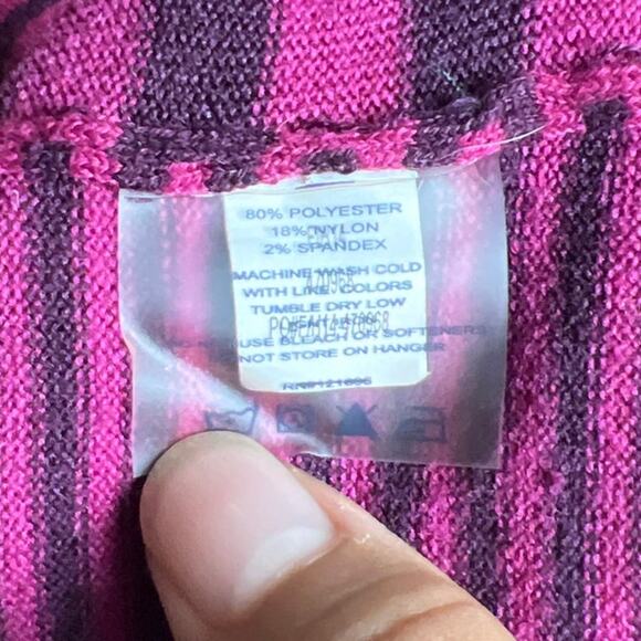 Title Nine Vibrant Pink and Purple Striped Knit Top Women's Size M - Picture 5 of 6